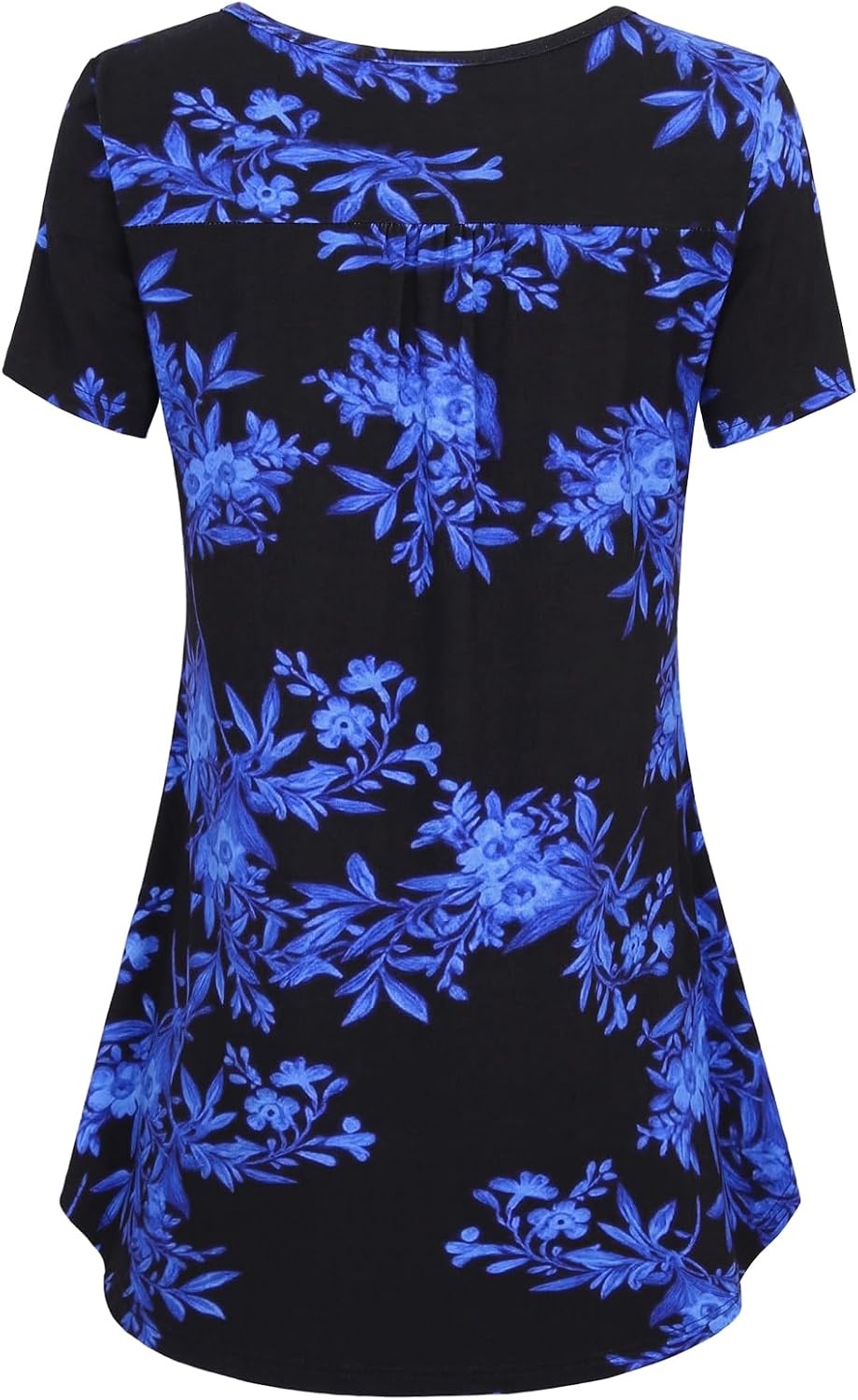 image:imageBAISHENGGT Womens V Neck Henley Tunic for Leggings Short Sleeve FlowyBlackblue Floral