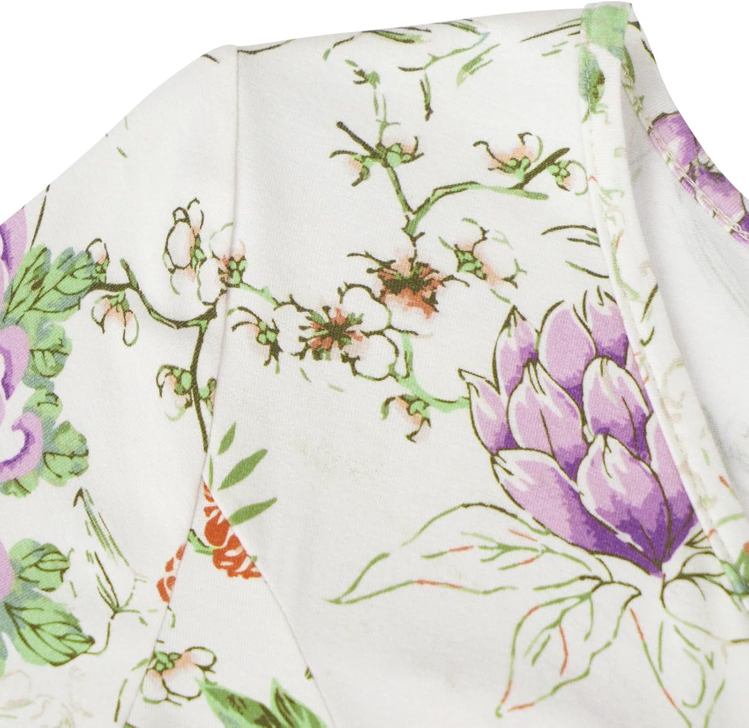 image:imageBAISHENGGT Womens V Neck Henley Tunic for Leggings Short Sleeve FlowyBlooming Flowers Print