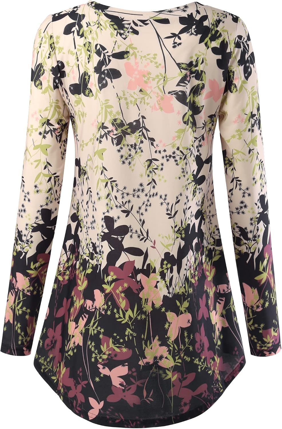 image:imageBAISHENGGT Womens VNeck Tunic for Leggings Fit and Flare Long SleeveAprioct Floral