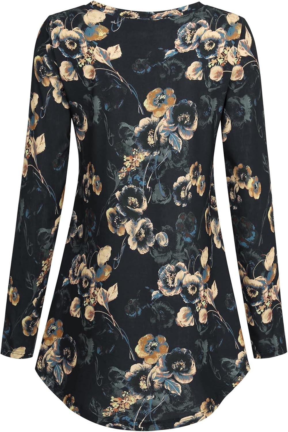 image:imageBAISHENGGT Womens VNeck Tunic for Leggings Fit and Flare Long SleeveGold Floral