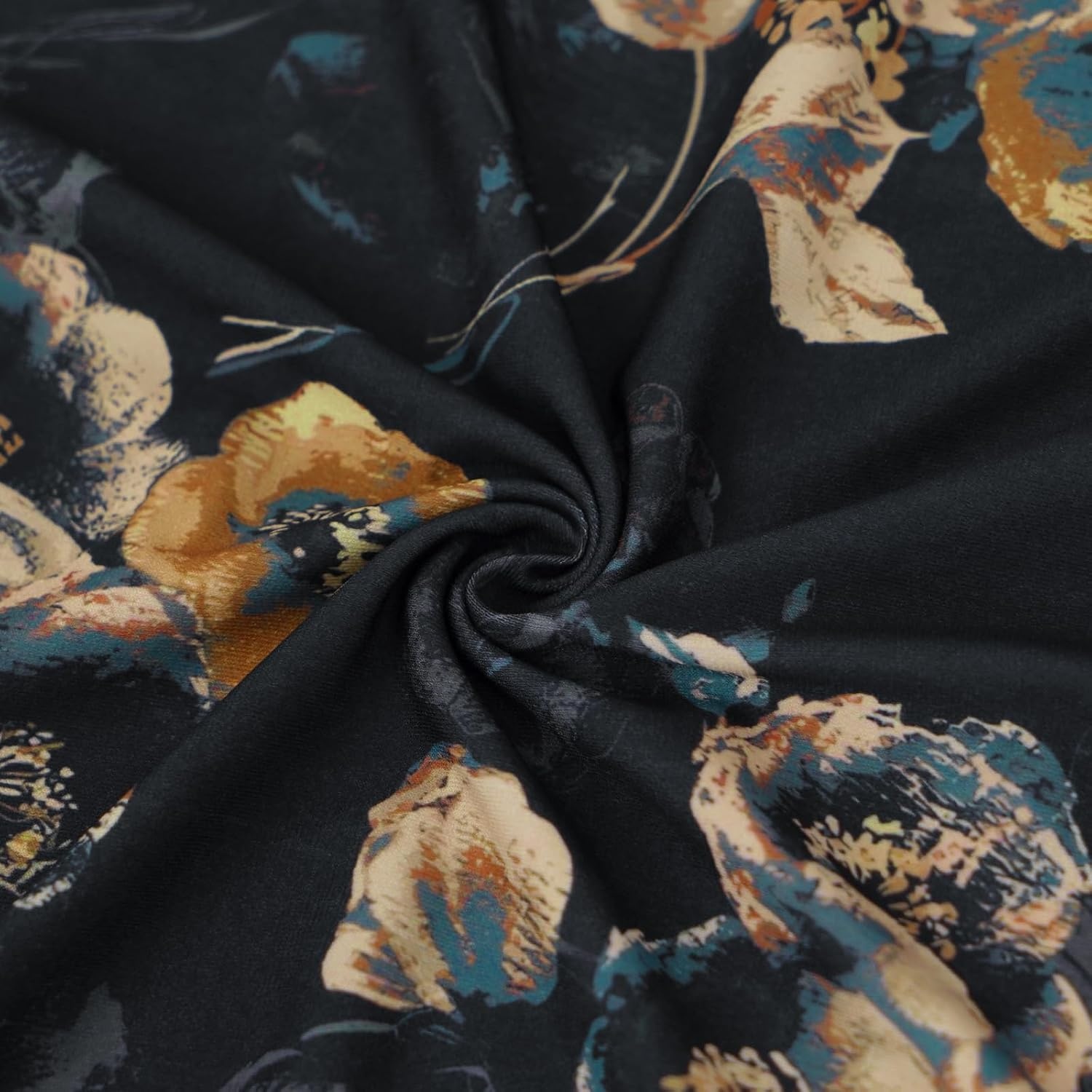 image:imageBAISHENGGT Womens VNeck Tunic for Leggings Fit and Flare Long SleeveGold Floral