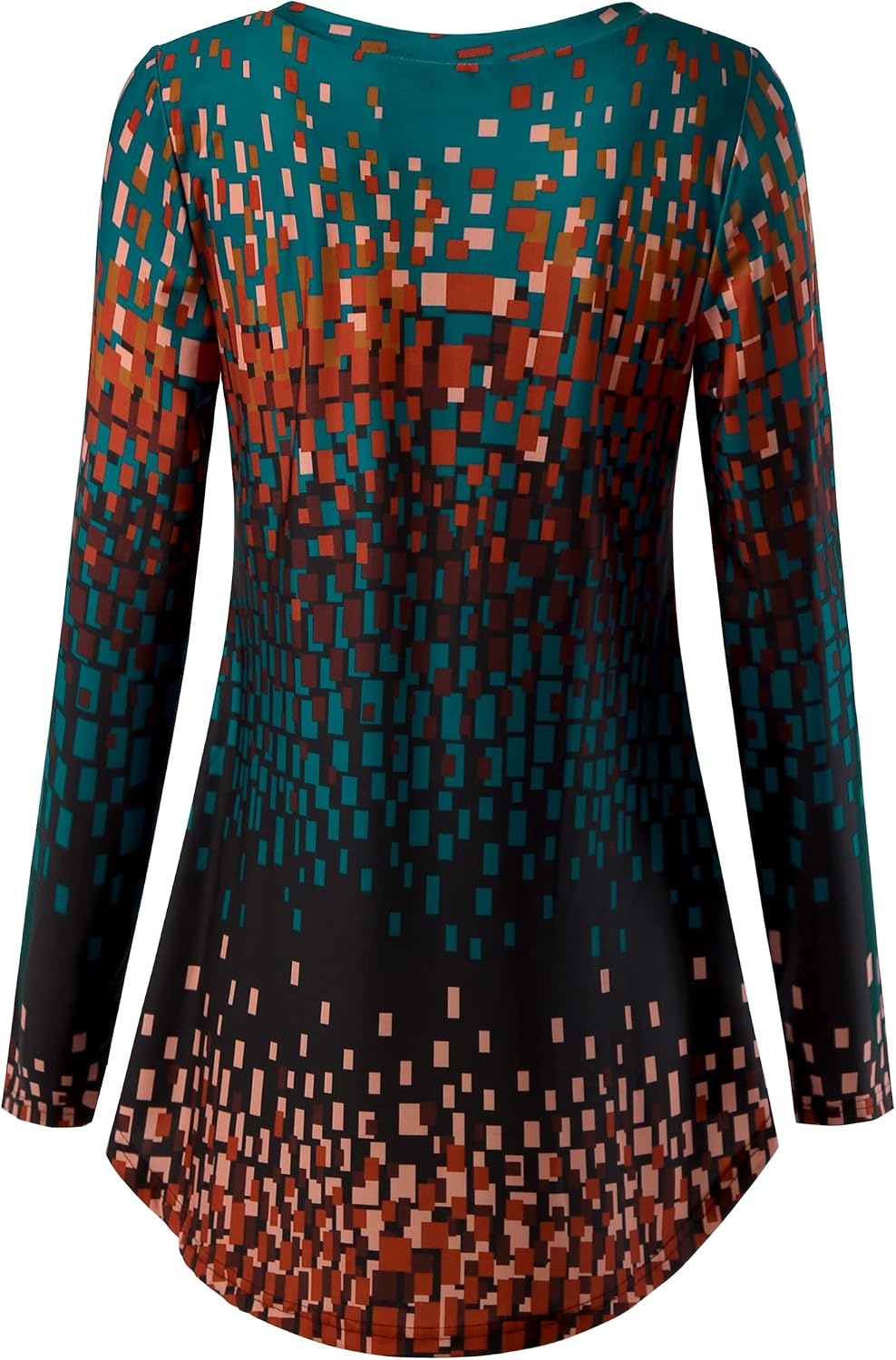 image:imageBAISHENGGT Womens VNeck Tunic for Leggings Fit and Flare Long SleeveTeal Pattern